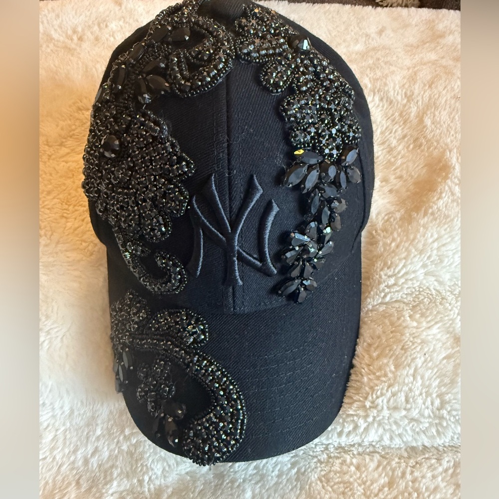 Embellished Black Baseball Cap